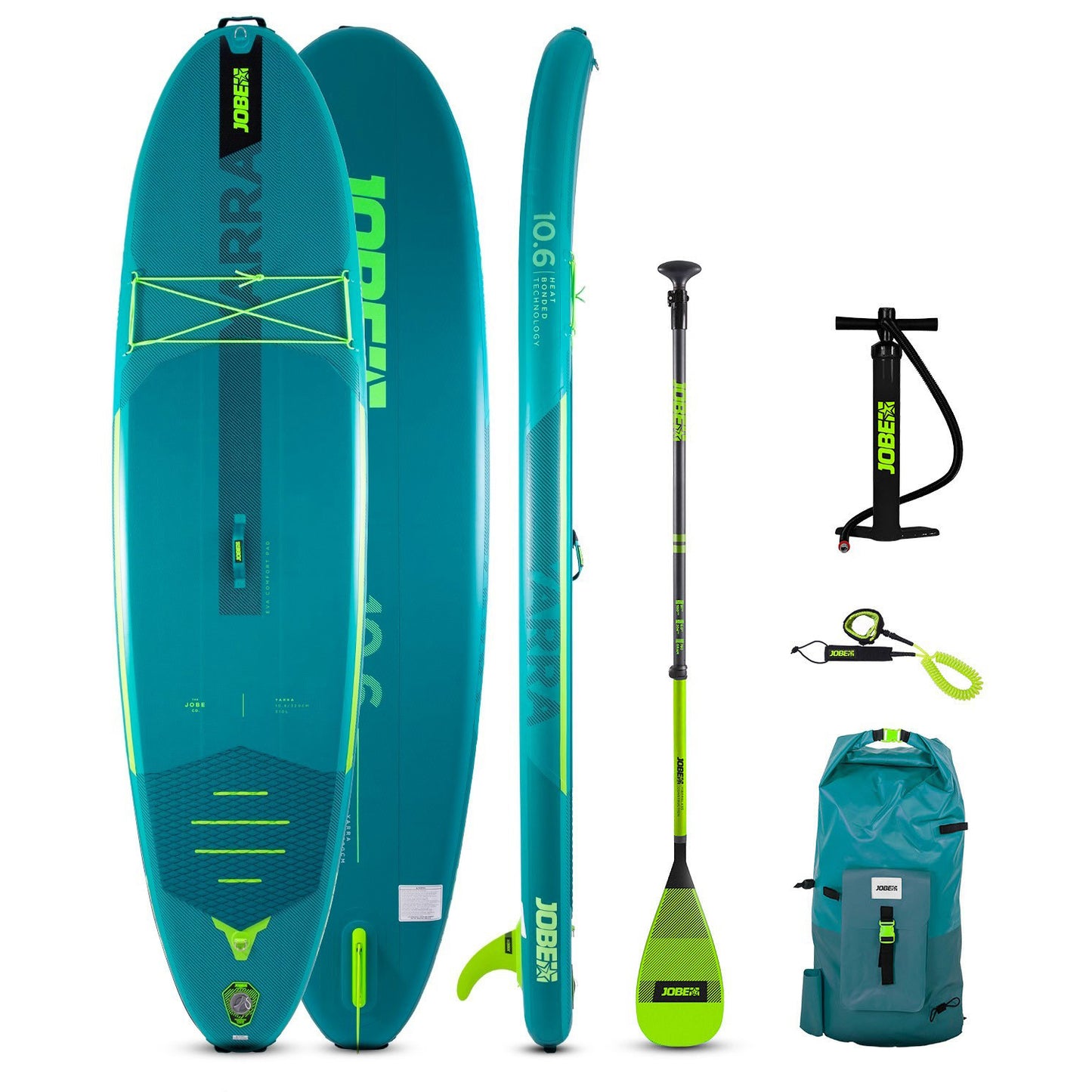 Jobe Aero Yarra SUP Board 10.6 Package Teal with Fiberglass paddle Lime エアロ ヤラ SUPボード パッケージ ティール 486423023
